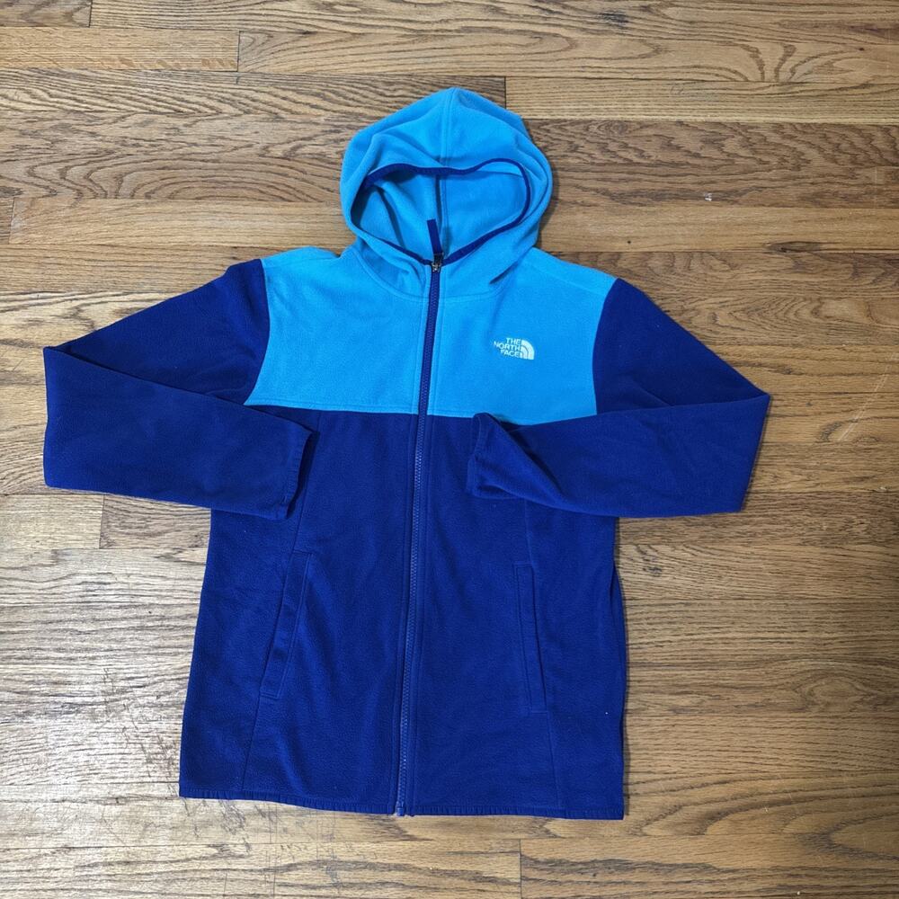 The North Face Boy's Glacier Full Zip Hoodie Blue/Navy Fleece Sz Large Blue